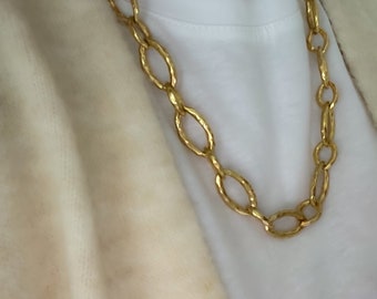 18k Gold statement necklace, large cable link chain, chunky gold necklace, chunky link chain, trendy jewelery 2023, jewellery gift women