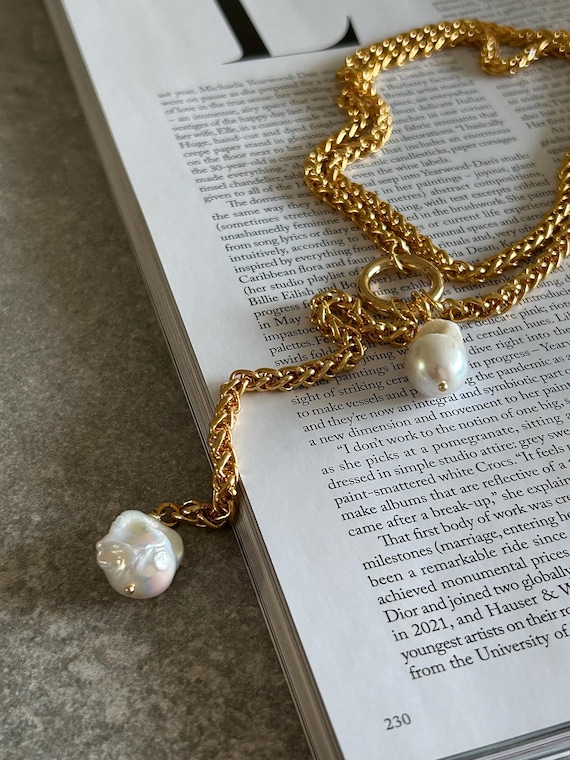 Baroque Pearl Necklace: 18k Gold Plated Chain