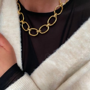 18k Gold Filled Oval Link Chain Necklace: Chunky Statement Jewelry