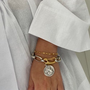 Silver Chunky Chain Bracelet: Toggle Clasp Statement Jewelry