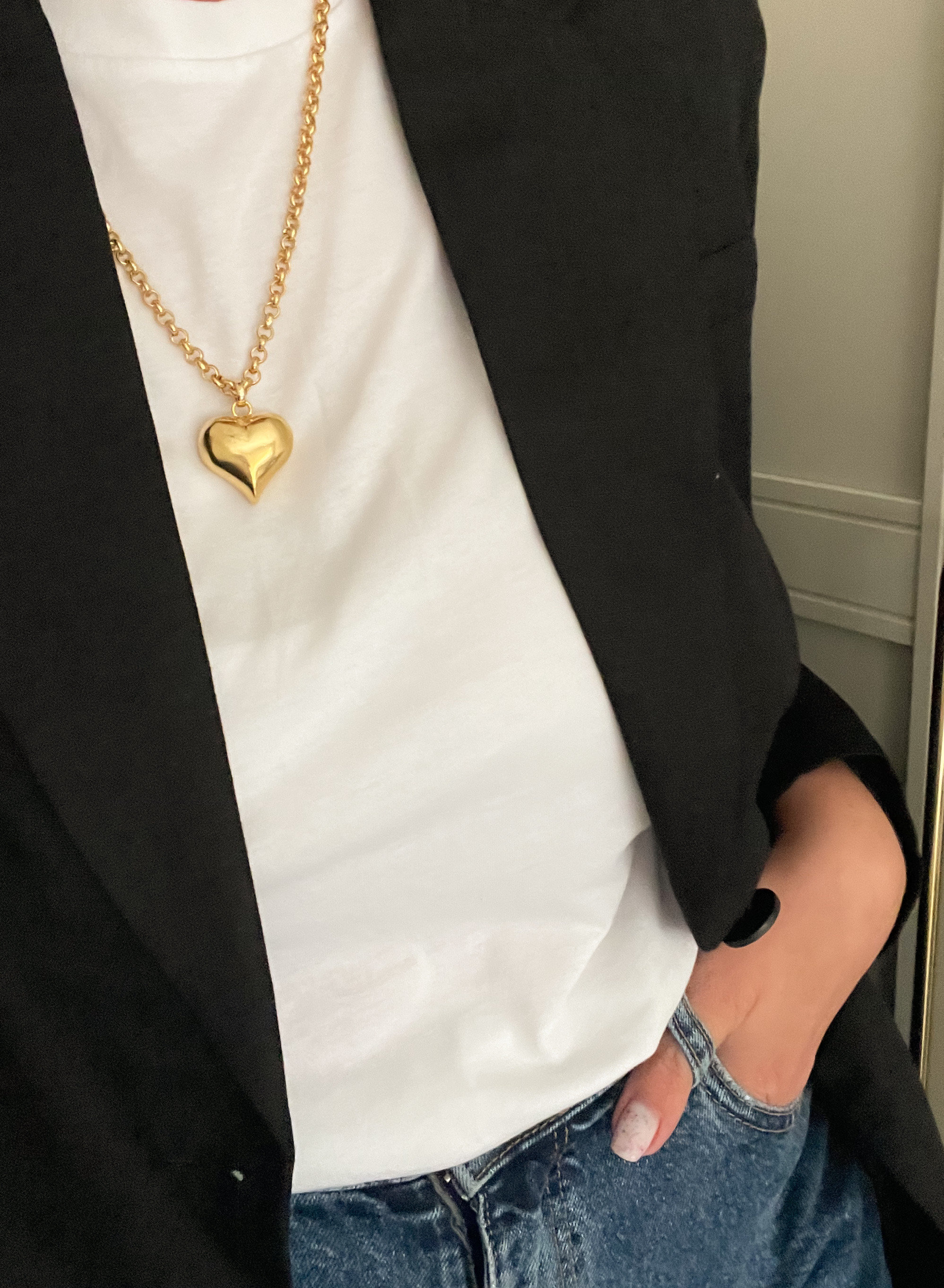 Collier Médaillon Coeur Plaqué Or 18 Carats Avec Chaîne Y - Femme