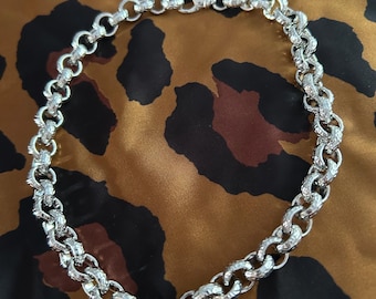 Statementketting met dikke zilveren ketting, zilveren choker, sieraden in laagjes, cadeau voor vrouwen