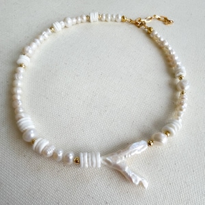 Baroque pearl choker necklace, genuine baroque freshwater pearl choker necklace, trendy jewelry 2023, summer beach necklace, women gift