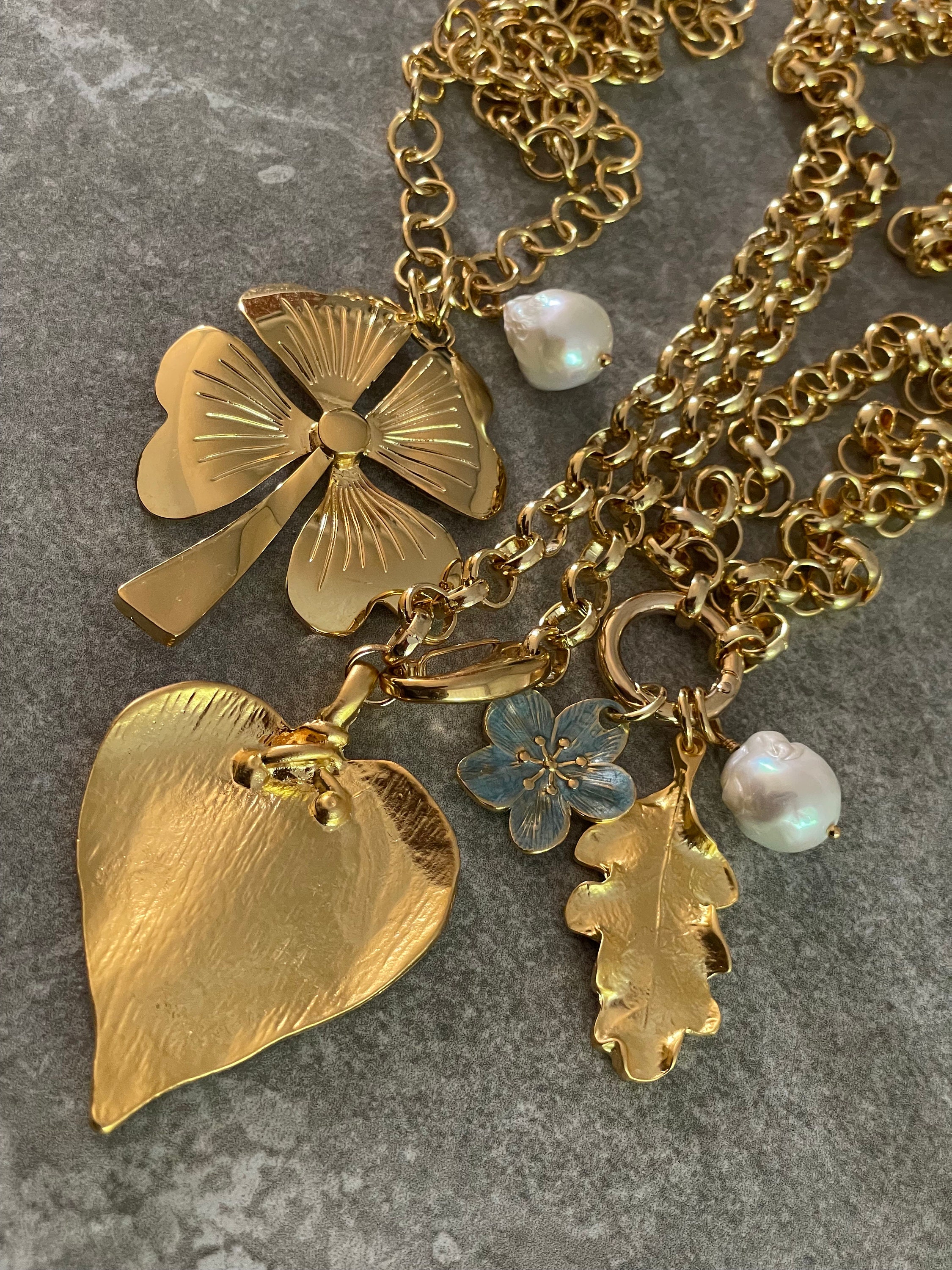 Collana Donna GAVU In Acciaio Inossidabile Placcato Oro - Catena Satellite Con Ciondolo Cuore, 42+5 Cm, Gioiello Romantico Per Ragazze