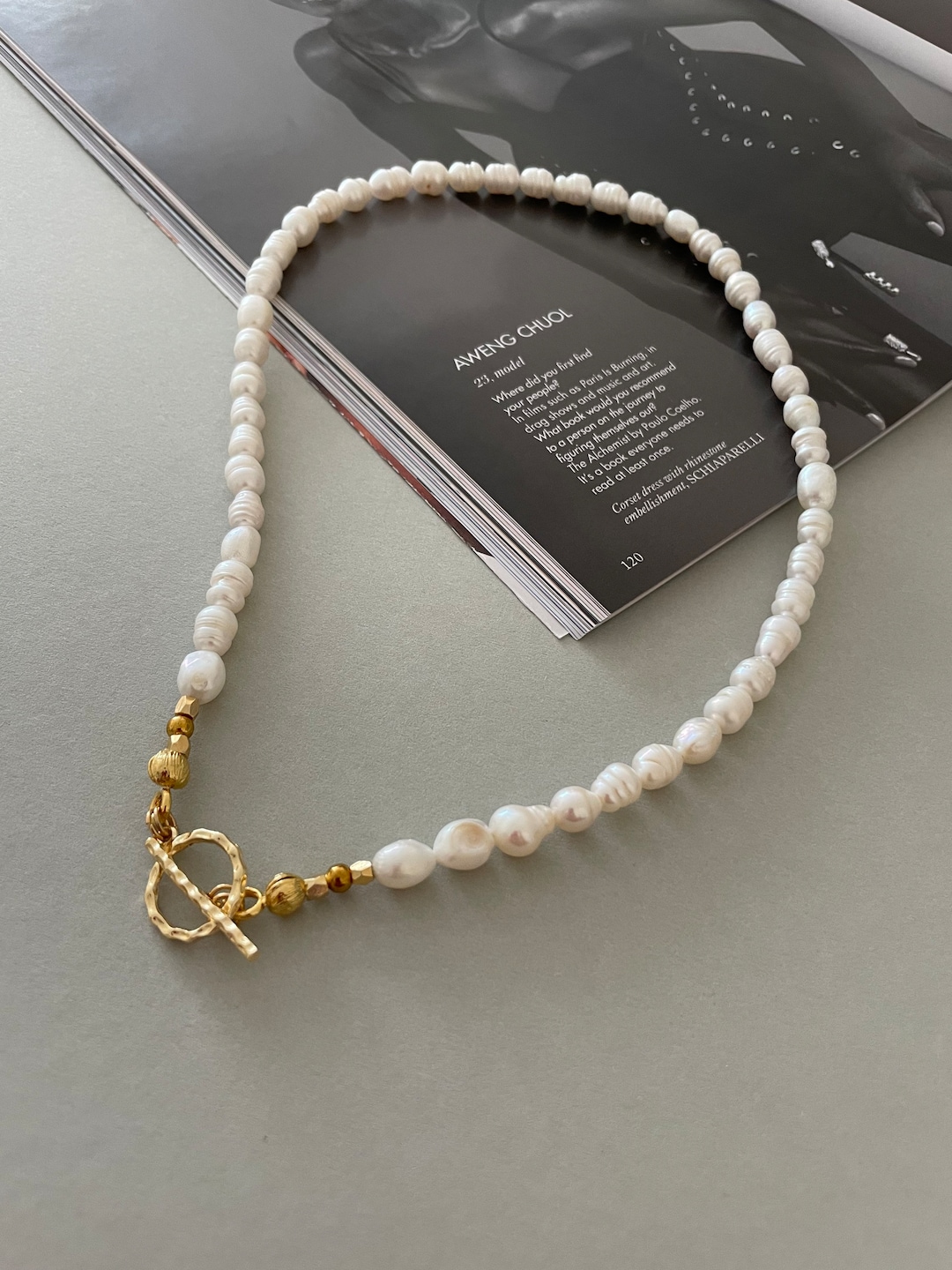 Pearl Necklace Gold, Pearl Toggle Necklace, Genuine Pearl Chain, Pearl Bead Necklace, Baroque Pearl Necklace, Gift for Her Mum Friend Uk - Etsy UK