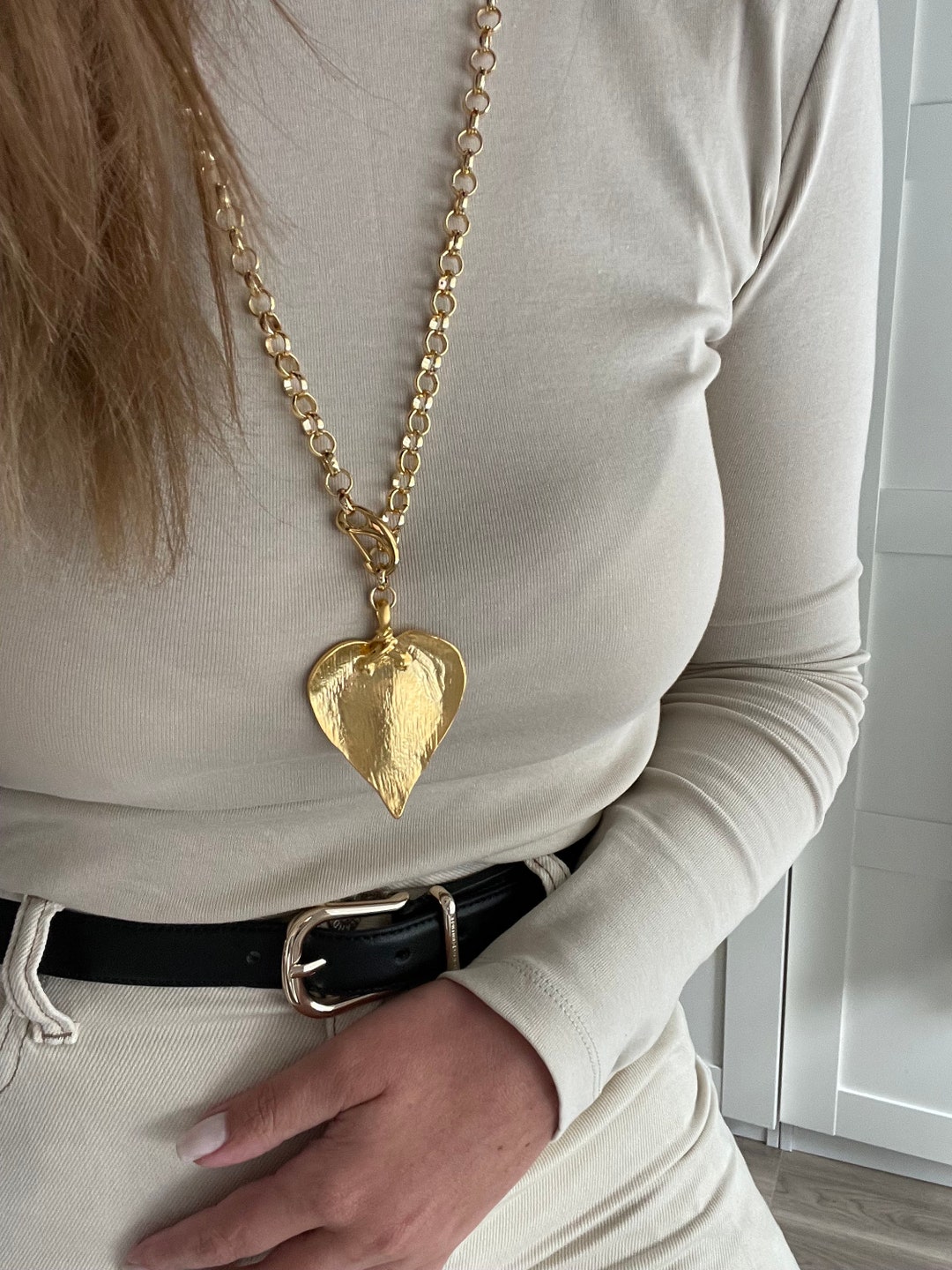 Collana A Catena Spessa Con Cuore Gonfio – Oro Bianco, Lunghezza 52 Cm, WOWORAMA - 4