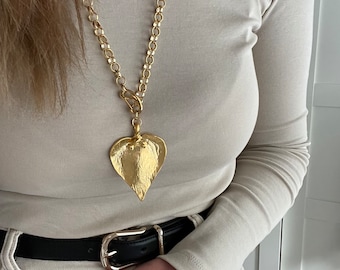 18k vergulde harthangerketting: dikke ketting