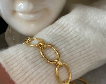 18k gold Chunky chain bracelet, statement bracelet, large link bracelet, oval chain bracelet, stacking bracelet, gift for sister friend mum