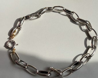 Catena spessa in argento, catena a maglie larghe, collana moderna, gioielli alla moda realizzati nel Regno Unito, collana importante, collana spessa in argento, regalo per donna