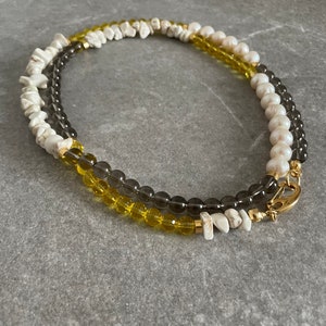 Chunky Baroque Pearl Necklace: Smoky Quartz, Crystal, 18k Gold Filled