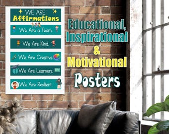 Positive Affirmations Poster Bundle | Mental Health Classroom Decor (Digital Download)