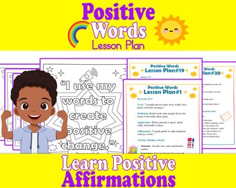 Positive Words Educational Lesson Plan | Teach Positive Affirmations with Bible Verses & Coloring Pages