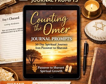 Counting the Omer Journal Prompts Printable | 50 Day Spiritual Growth Devotional |  Bible Study Workbook