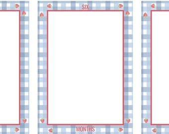 Patriotic Milestone Photo Banner | All American | Blue Gingham | Monthly Milestone Banner | First Birthday | Digital | Preppy