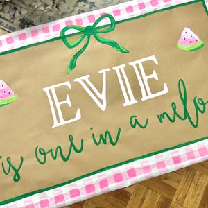 Custom birthday banner - party birthday banner | hand painted brown paper banner, birthday craft banner, one in a melon, first  birthday