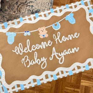 Banner personalizado pintado à mão - banner | banner de papel pardo, boas-vindas ao recém-nascido em casa, boas-vindas ao hospital, recém-nascido NB