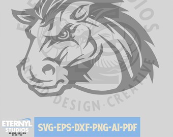 Mustang Mascot Logo SVG, Stallion Vector, School Sports (Digital Download)