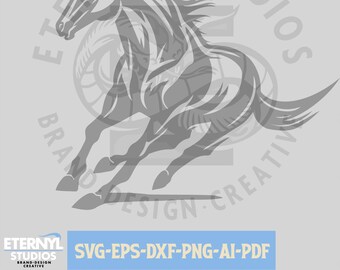 Mustang Horse Mascot SVG PNG: Stallion Vector Cut File (Digital Download)