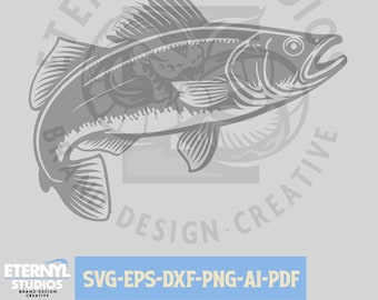 Walleye Fishing SVG: Vector Clipart Cut File (Digital Download)