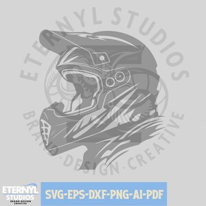Casco da corsa MotoX SVG PNG Download digitale - Cricut, Silhouette, Vinile e Vettore, Fuoristrada, Motocross, Bici da cross, Teschio, File tagliati, laser