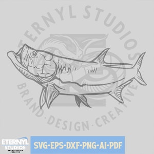 Tarpon SVG PNG, Tarpon SVG, Tarpon Clipart, Small Tarpon, Tarpon Cut File, Digital Download, Fish Cut file, Fishing Vector
