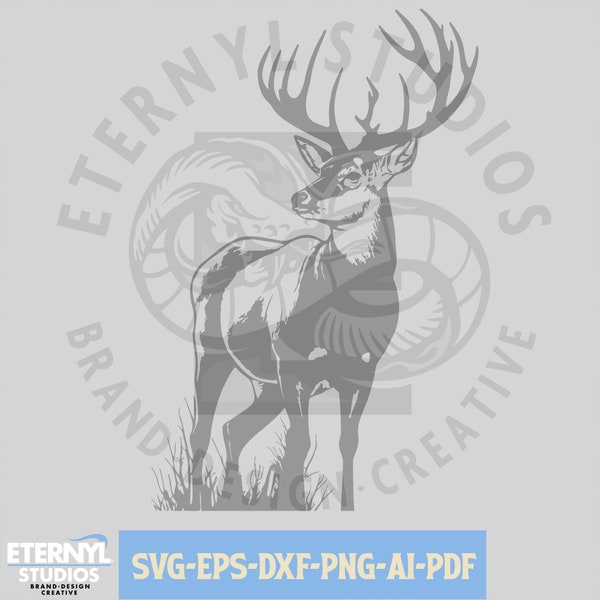 Buck SVG PNG, Big Buck, Big Rack svg, Whitetail svg, Hunting svg, Deer Cut File, Instant Download, Deer, Trophy, Buck mascot, Deer clipart