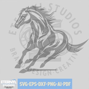 Mustang SVG PNG, Broncos, Ogiery, Koń, Maskotka szkolna, Maskotka sportowa, Logo, Natychmiastowe pobieranie, Wektor, Oryginalna maskotka Premium, Plik do cięcia