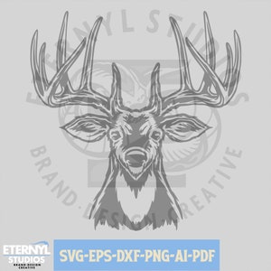 Whitetail Buck SVG: Deer Cut File, Mascot Clipart (Digital Download)