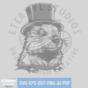 Marmota elegante SVG PNG: Clipart del 2 de febrero (Descarga digital)