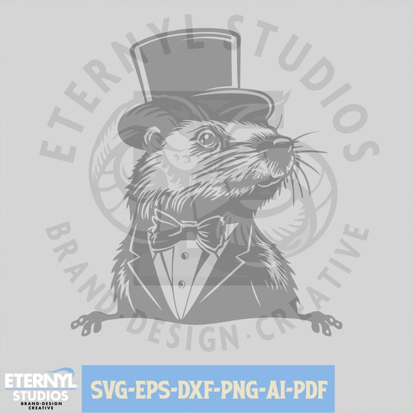 Groundhog svg and png, Groundhog's Day svg, Fancy Groundhog, Groundhog Clipart, Woodchuck, February 2nd, Instant Download, Punxsutawney