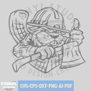 Holzfäller-Maskottchen SVG PNG, Holzfäller-Biber, Schul-Maskottchen, Fußball-Maskottchen, Sport-Maskottchen, Sport-Cartoon-Maskottchen, digitaler Download SVG