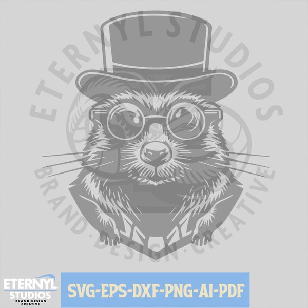 Groundhog svg and png, Groundhog's Day svg, Groundhog Top hat, Fancy Groundhog, Groundhog Clipart, Woodchuck, Instant Download, Punxsutawney