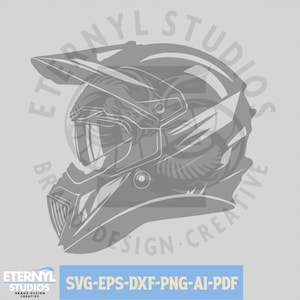 Casco da corsa MotoX SVG PNG Download digitale - Cricut, Silhouette, Vinile e Vettore, Fuoristrada, Motocross, Bici da cross, Teschio, File tagliati, laser