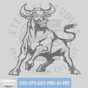 Bull Mascot SVG PNG, School Mascot, Football Mascot, Sports Mascot, Sports Cartoon Mascot, Digital Download SVG, Vector, Cricut