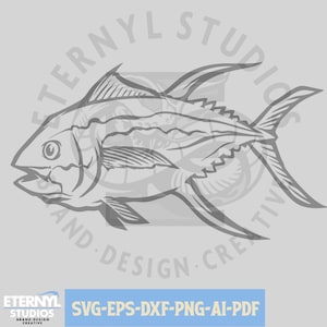 Tuna SVG PNG, Yellowfin SVG, Tuna Mascot, Tuna Wall Art , Tuna Cut File, Digital Download, Fish Cut file, Tuna Vector
