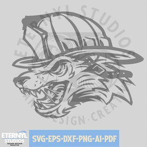 Mascote do bombeiro lobo SVG PNG, bombeiro SVG, mascote do bombeiro, logotipo do lobo, arquivo de corte do bombeiro, download digital, arte do emblema do departamento de bombeiros