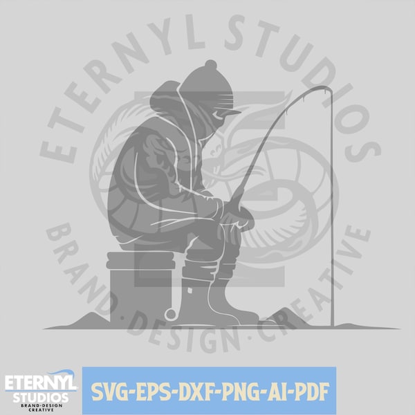 Ice Fishing SVG PNG Digital Download - Cricut, Silhouette, Vinyl and Vector, Ice Fisherman, Winter fishing, Ice Fish, Cut Files, laser