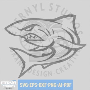 Hai-Maskottchen SVG PNG, Schule-Maskottchen, Fußball-Maskottchen, Sport-Maskottchen, Sport-Cartoon-Maskottchen, Haie digitaler Download SVG, Vektor, Cricut