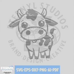 Cow SVG PNG, Cute Cow, Baby Cow, Tiny Cow, Happy Cow, Cartoon Cow svg, Cow Cut File, Instant Download, Dairy Cow, Milk Cow, Cow clipart