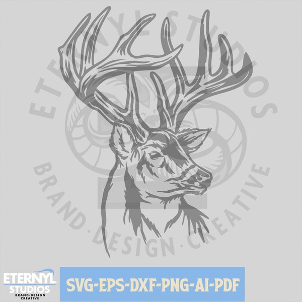 Buck SVG PNG, Big Buck, Big Rack svg, Whitetail svg, Hunting svg, Deer Cut File, Instant Download, Whitetail svg, Buck mascot, Deer clipart
