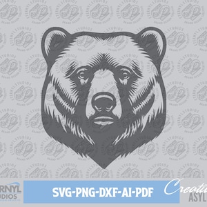 Bear SVG PNG, Digital Download, Grizzly, Black Bear Logo, Brown Bear, Bear art, School Mascot, Sports Mascot, Vector, Cricut, Vinyl, Laser