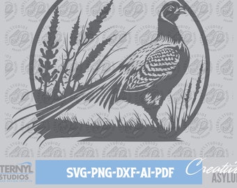 Pheasant SVG PNG, Instant Digital Download, Game Bird, Hunting, Outdoors, Wildlife, Cut Template, Silhouette, Cricut, Cameo