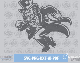 Running Leprechaun SVG PNG, St. Patrick's Day Vector Art (Digital Download)