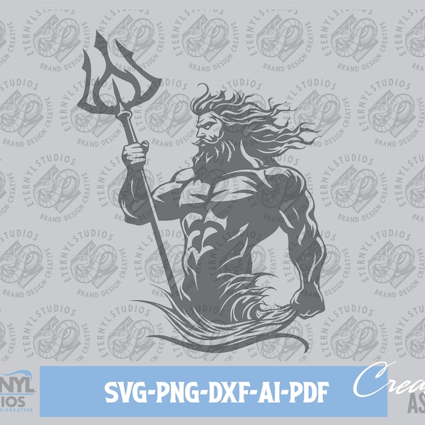 Merman SVG PNG, Atlantis SVG, Instant Download, Neptune, Triton, Merman Clipart, Trident, Cut File, Vector, Merfolk, Cricut, Silhouette