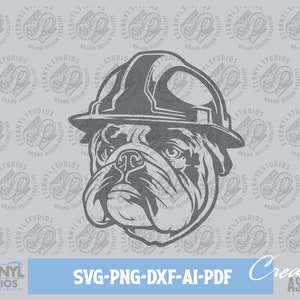 Bulldog SVG PNG, English Bulldog, Digital Download, Dog with hard hat, Construction Dog, Working dog, Bully Mascot, Bulldog Logo, Cut File
