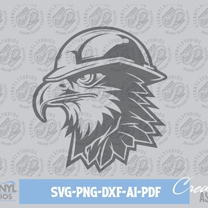 Eagle SVG PNG, Bald Eagle, Digital Download, American, Patriotic, Eagle with hard hat, Construction, Hard Hat, Eagle Mascot, Cut File