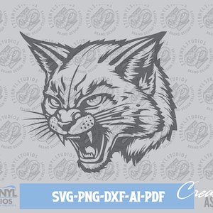 Wildcats SVG PNG, Wildcat Mascot, Bobcats, Bobcat Logo, Wildcat clipart, School Mascot, Lynx, Ocelot, Cut-files, Instant Download, Vector