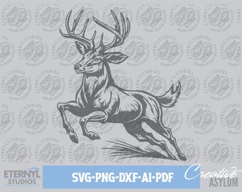 Running Buck SVG: Whitetail Deer Cut File (Digital Download)