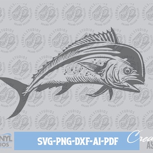 Mahi Mahi SVG PNG, Trophy fish, Dolphin fish, Digital Download, Trophy Fishing, Fishing, Fish Art, Cut File, Silhouette, Cricut, Cameo