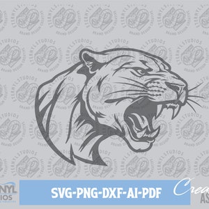 Cougar SVG PNG, Instant Download, Jaguar, Mountain Lion, Cougar Mascot, Cougar Logo, Big Cat, Vector, Cricut, Silhouette, Cameo, Cut file